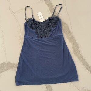 Urban Outfitters NWT Modern Love Bustier Mini Dress Womens Small BlueGray Corset